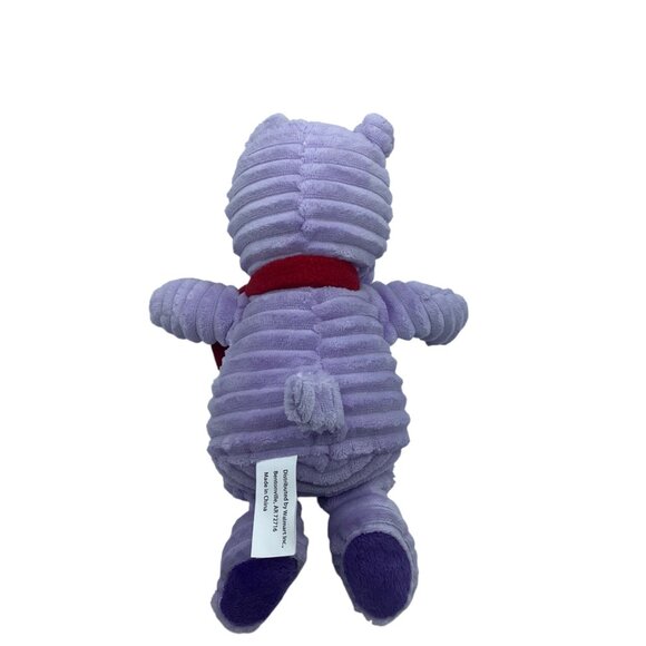 Walmart Hippo Ribbed Plush Purple Stuffed Animal Toy 10" Red Scarf Holiday - Picture 2 of 5